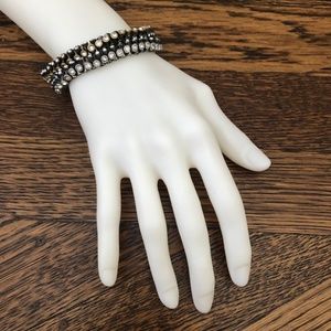 STELLA & DOT VINTAGE TWIST SILVER AND GOLD TONE BRACELET SET